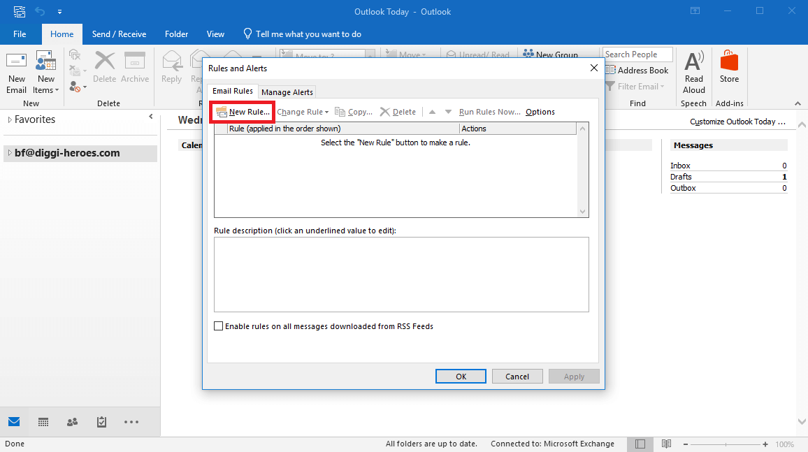 como encaminhar automaticamente usando o Outlook 2007 para o Gmail
