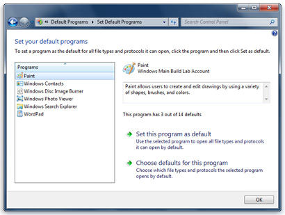 como alterar o programa aberto de evasão no Windows 7