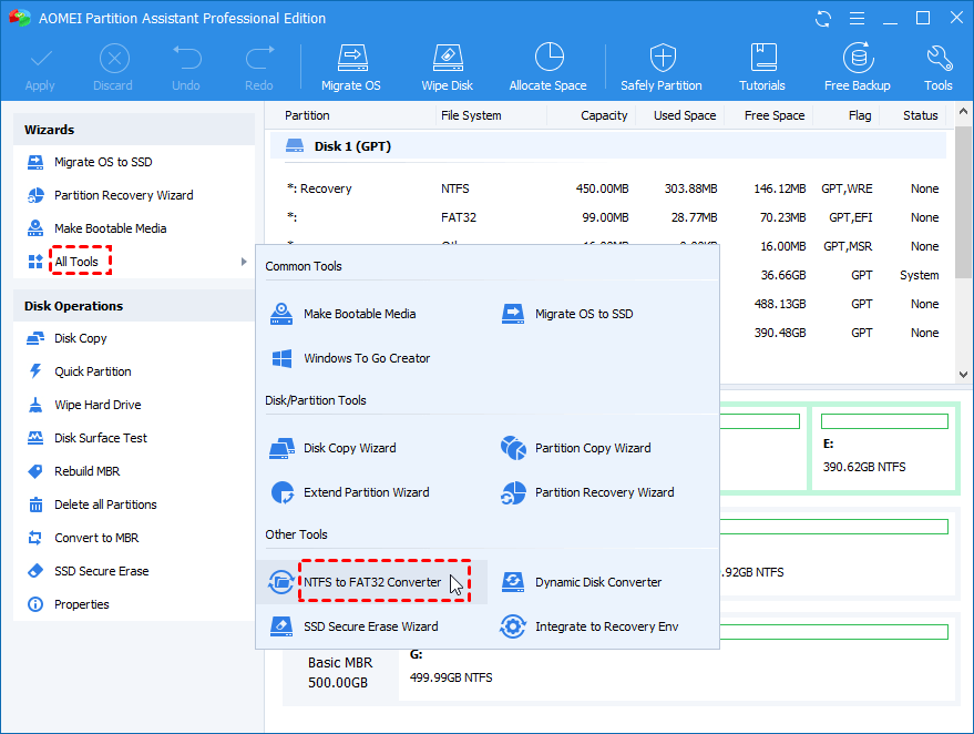 how to translate harddisk to fat32