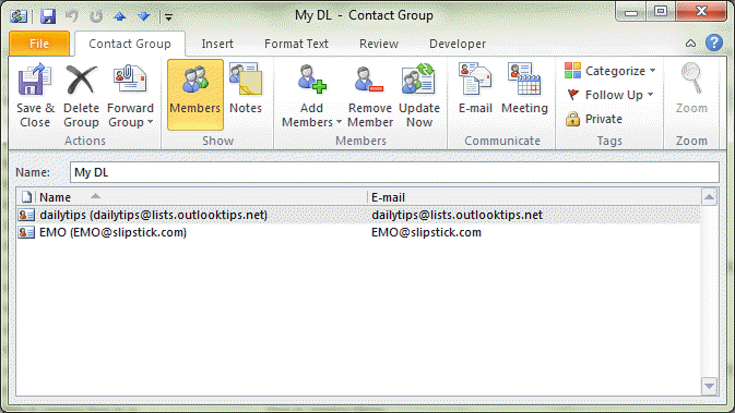 how to create submit group in Outlook 2007