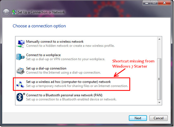 how so as to create ad hoc network for windows 7 wireless