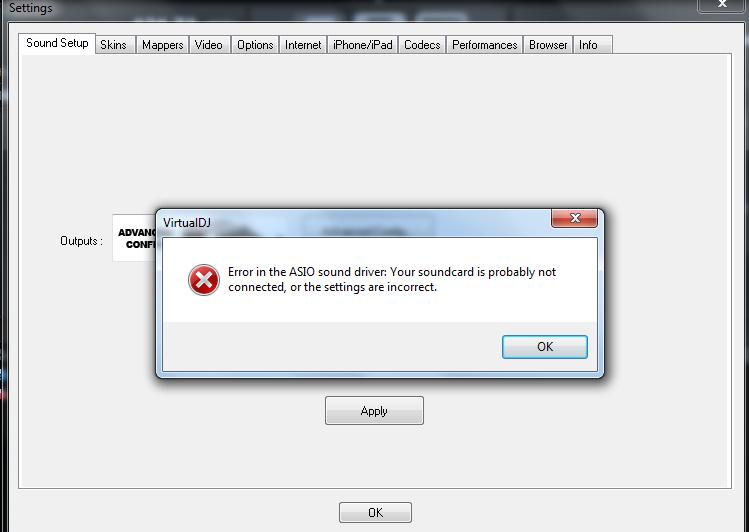 how to fix error in the asio sound driver