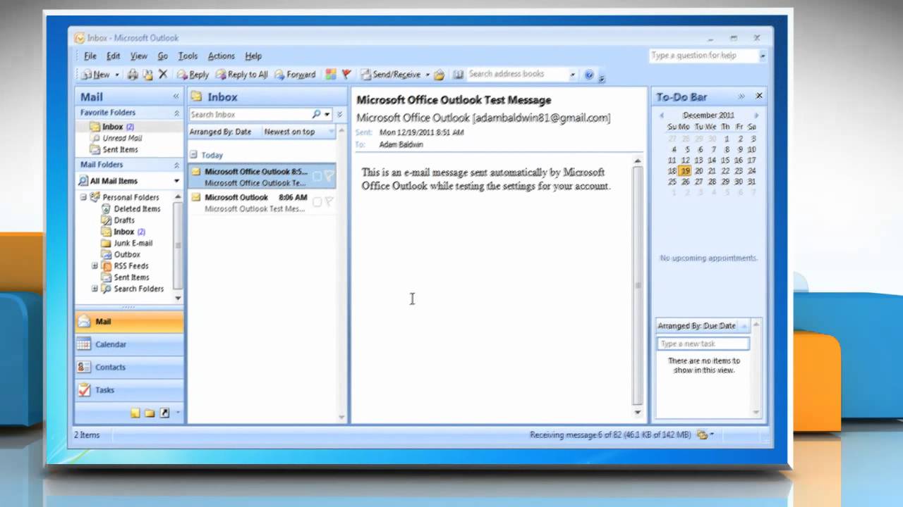 как объединить две учетные записи электронной почты в Outlook 2007