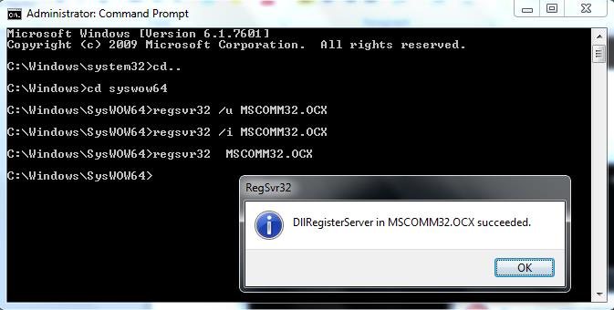 how - register .ocx file in windows web 2008
