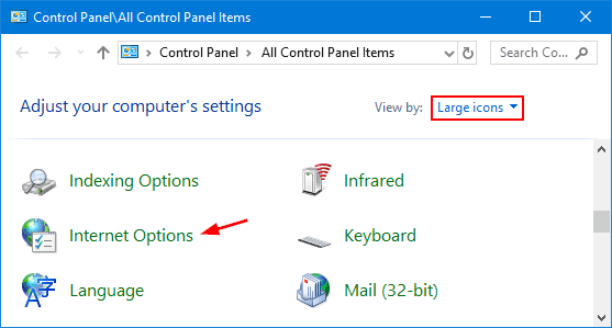 how to reinstall internet options in control panel