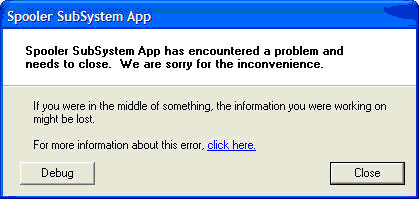 how to repair spooler subsystem app error