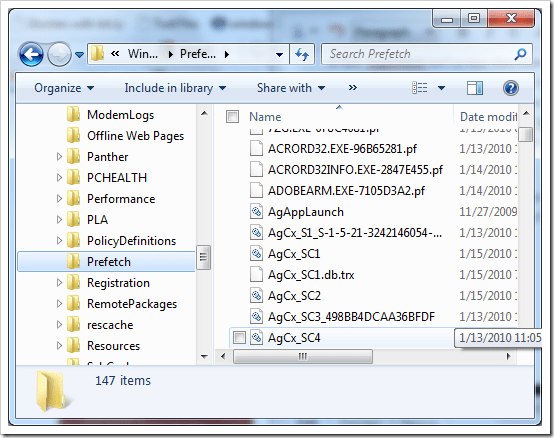 как восстановить каталог предварительной выборки в Windows 7
