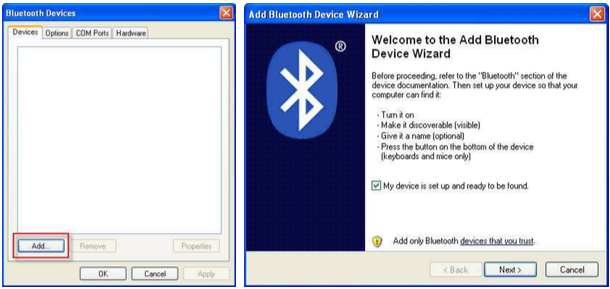 how to set bluetooth mouse in windows xp