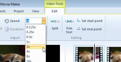 how to use slow motion in windows live movie maker