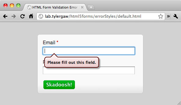 html form input error