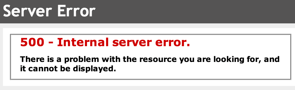 Ошибка HTTP-сервера 500 Ошибка среднего сервера
