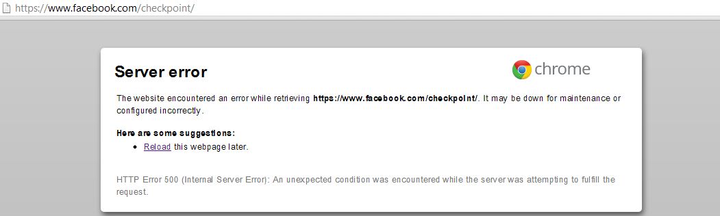 ichat facebook internal server error