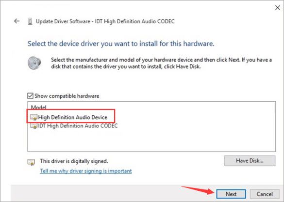 idt high definition audio codec error