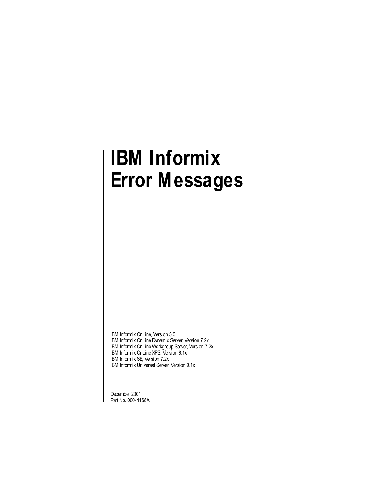 informix 오류 코드 206