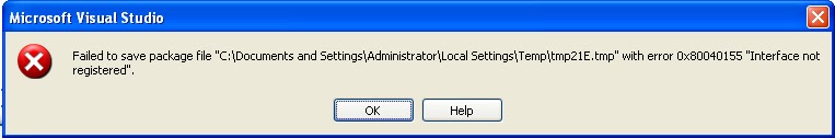 interface not registered ssis package