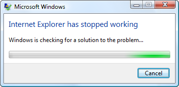 internet explorer 8 a cessé de fonctionner Windows 7 64 bits