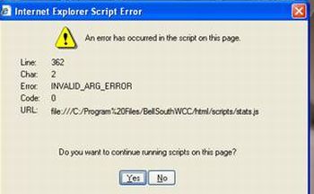 internet expore scrip error