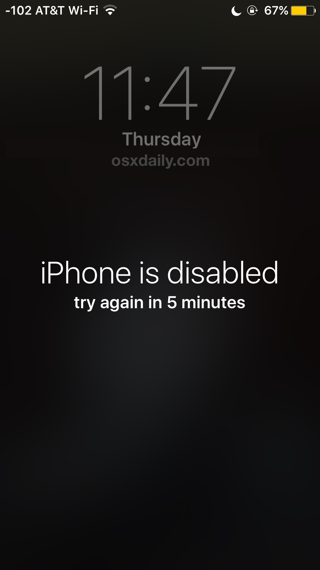 iphone has disabled error message