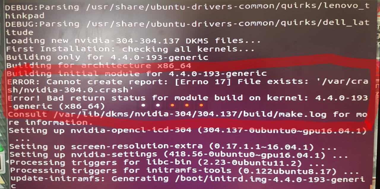 a configuração do kernel é inválida no ubuntu
