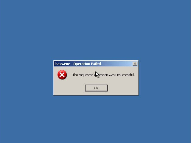 lsass exe software program error boot