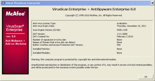 mcafee antivirus 8.8 uppdatering kostnadsfritt nedladdning