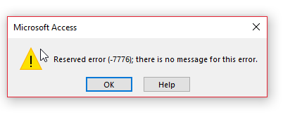 Microsoft Gain Access to error 5021