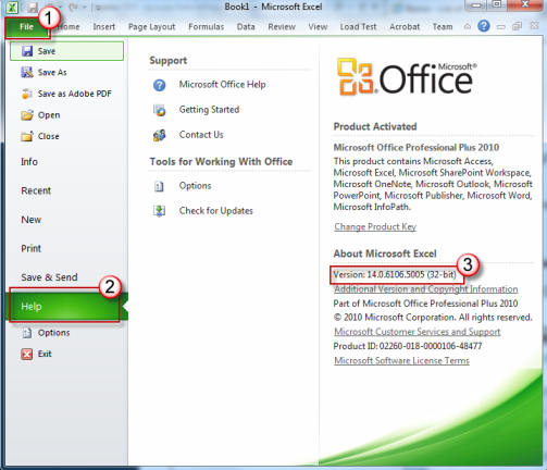 Microsoft Office 2010 서비스 그룹 1 버전 번호