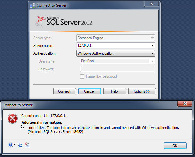 solution microsoft sql server error 18452