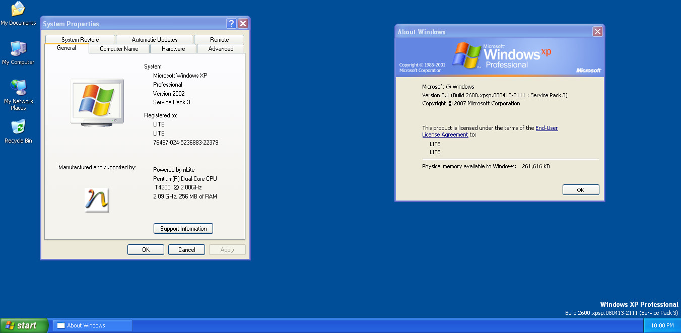 Microsoft Windows XP успешно работает с пакетом обновлений 3, 32-разрядная версия