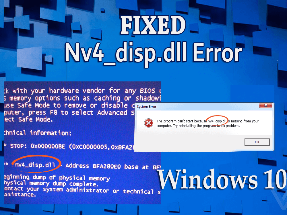 nv4_disp correzione dell'errore dll