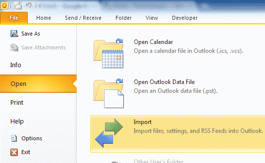 Outlook에서 작동하는 Outlook Express dbx 파일 열기