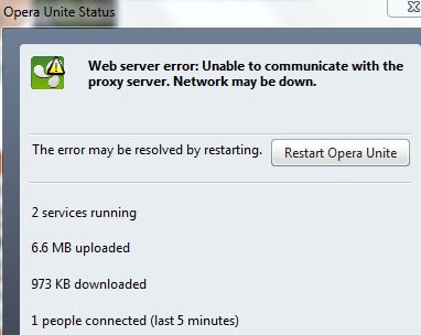 opera unite proxy error