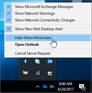 icona della piastra di sistema di Outlook