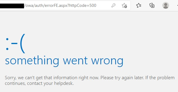 owa/auth/ error .aspx código de acceso http =500