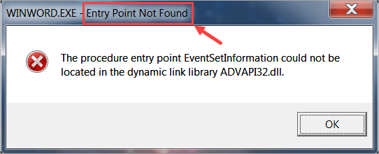 pro tools set entry point not found