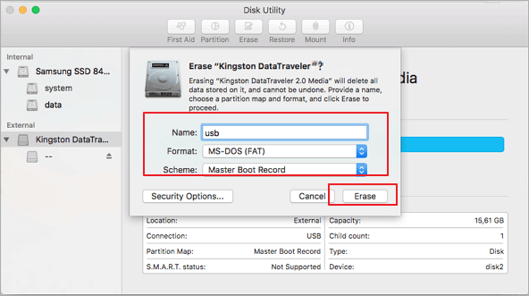 USB-Laufwerk zu Fat32 auf Mac neu formatieren