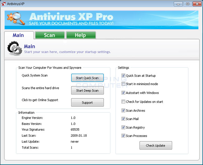 remove antivirus xp pro