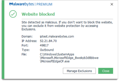 удалить заблокированные веб-каталоги Malwarebytes