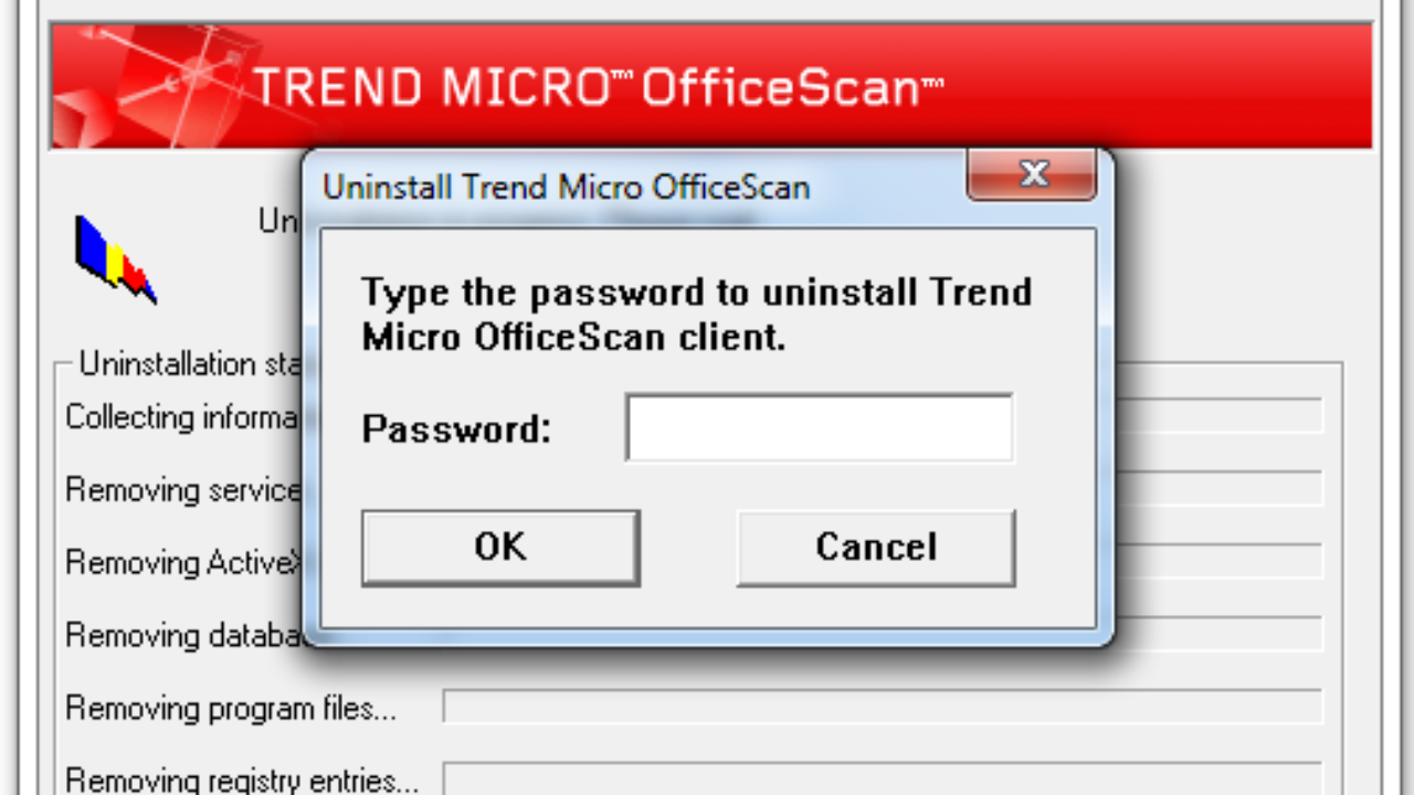 remove trend micro antivirus without password