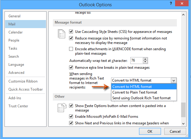 rich text in outlook 2003