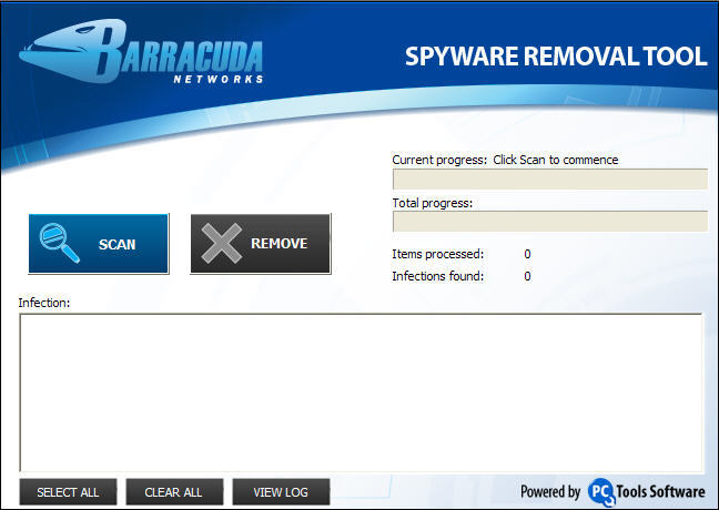 execute a ferramenta de remoção de spyware e adware Barracuda