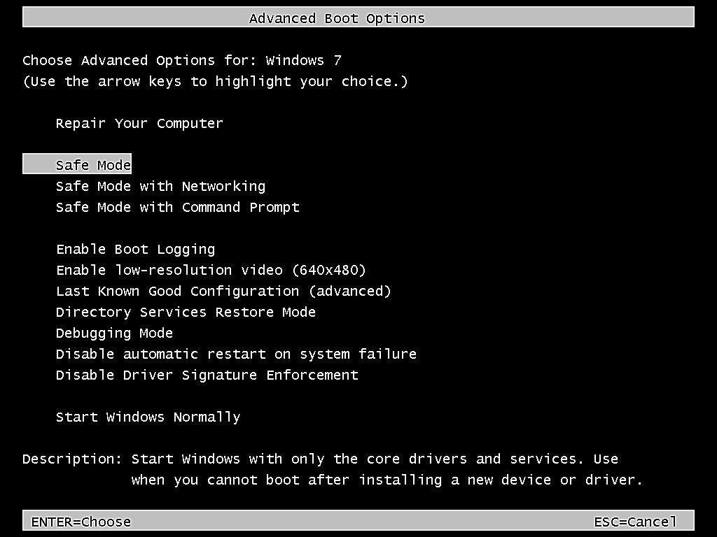 safe mode reboot loop windows 7