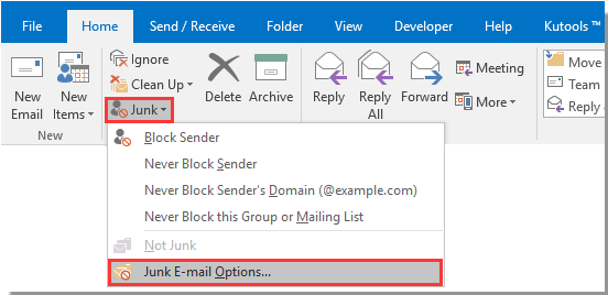 Stel ongewenste e-mail in om snel te verwijderen in Outlook 2010