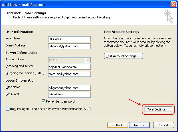 configurar una cuenta de correo electrónico de Bing en Outlook Express