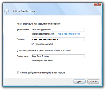 configurer google mail dans Windows start living mail