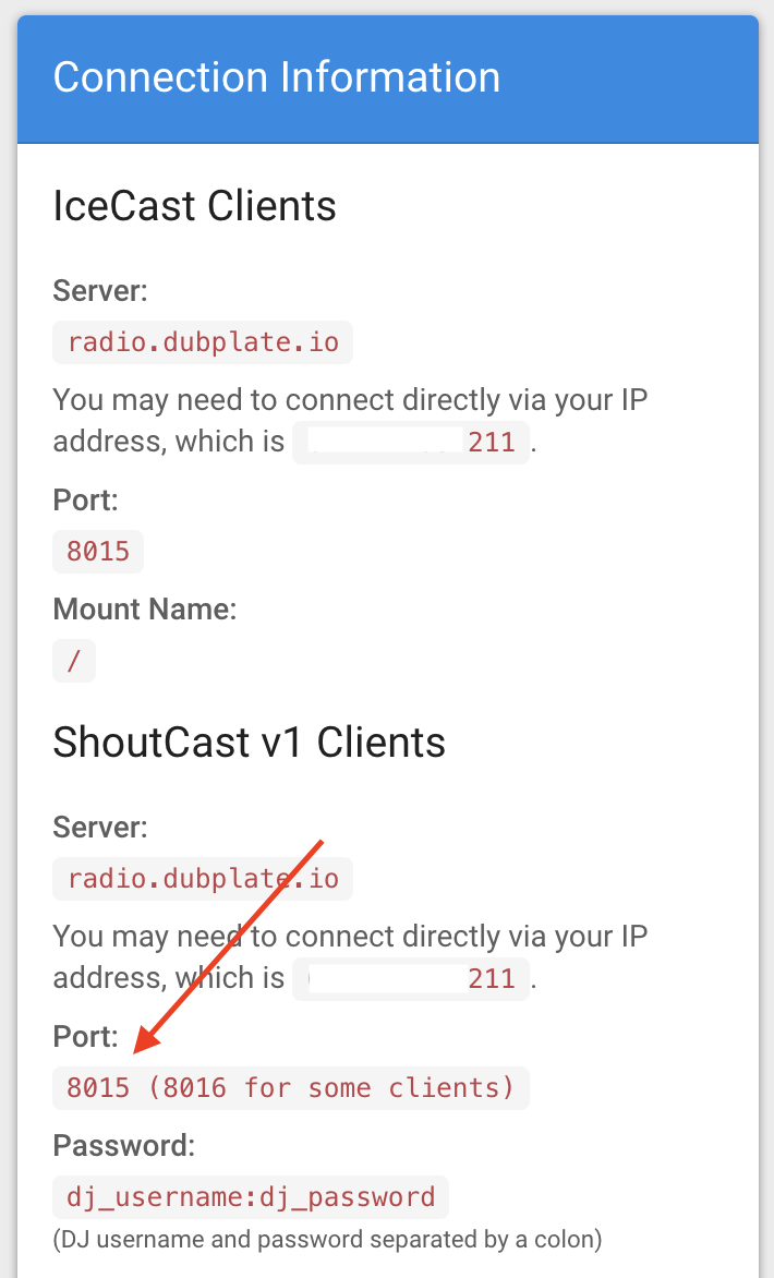 shoutcast error backlinks to host