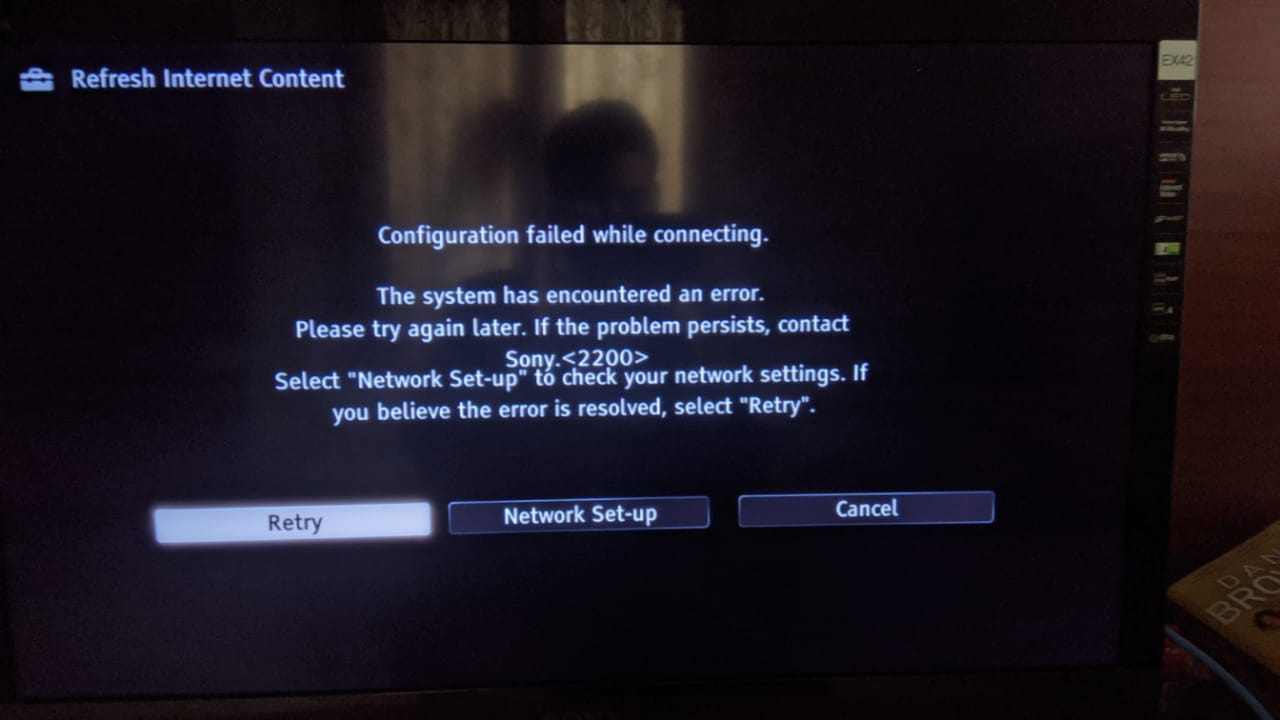 sony bravia internet tv network error