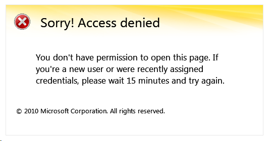 sorry access denied exchange 2010