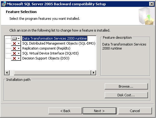 sql dts 2001 runtime