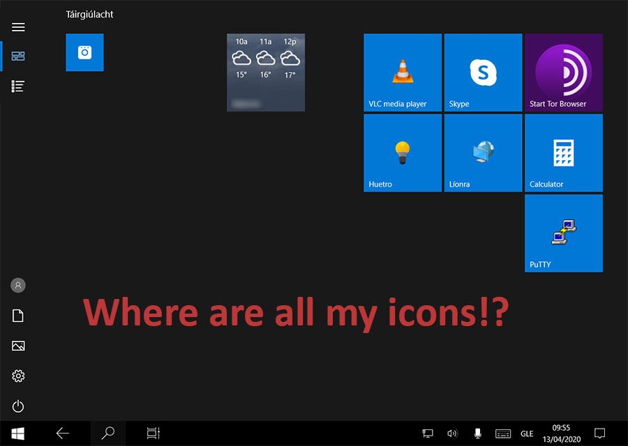 taskbar icons missing